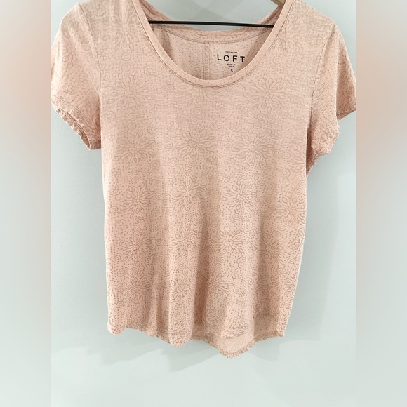 LOFT Short Sleeve Floral Tee Pink Size Small - Picture 4 of 5